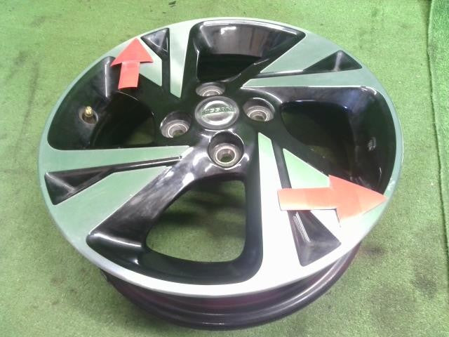 日産純正 15インチ アルミホイール 1本 15×4.5J 4穴 PCD100 +46 センターキャップ付 ルークスB48A外し 自社品番250086