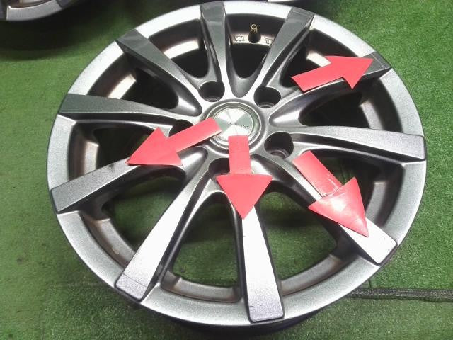 15インチ 社外 アルミホイール 4本セット 5穴　PCD100　+43　15×6J セレナ外し 自社品番250012