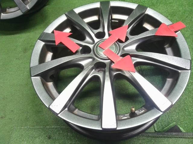 15インチ 社外 アルミホイール 4本セット 5穴　PCD100　+43　15×6J セレナ外し 自社品番250012