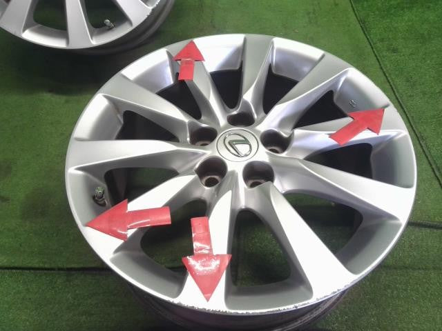 DBA-USF40 レクサス純正 18インチ アルミホイール 4本 18×7.5J 5穴 PCD114.3 +32 エアゲージ レクサスLS460外し 自社品番250060