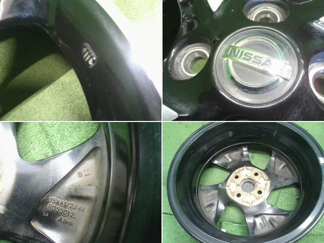 日産純正 15インチ アルミホイ ール 2本 15×4.5J　4穴　PCD100 　+46　センターキャップ付　ルークスB48A外し　自社品番250086