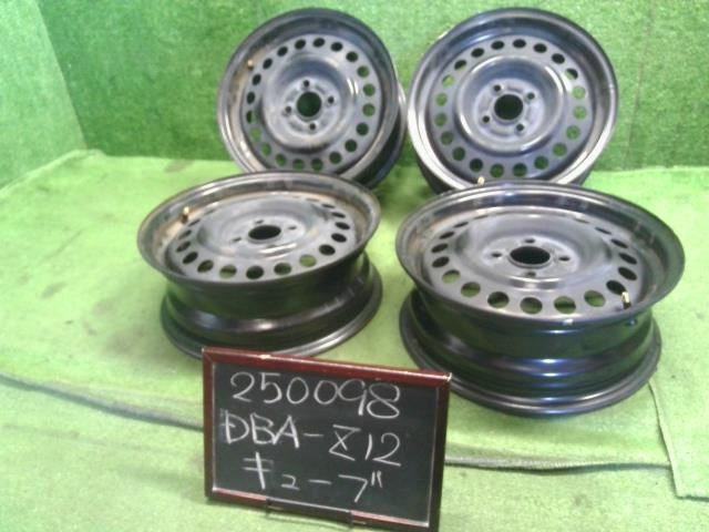 キューブ ノート ティーダ 日産純正 15インチ 鉄ホイール 4本 J15×5.5JJ 4穴 PCD100 ハブ径60 自社品番250098