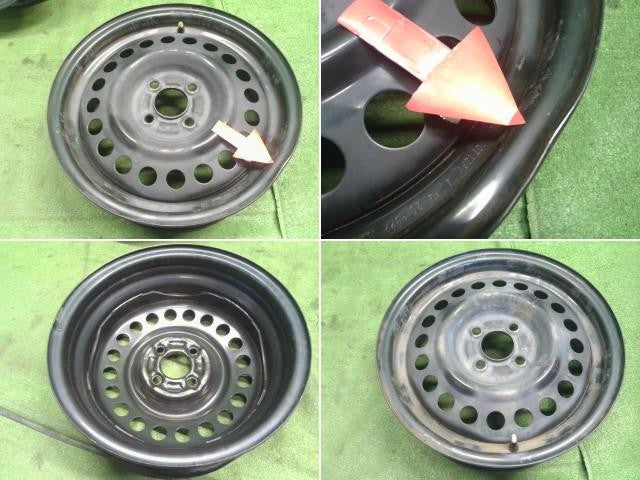 キューブ ノート ティーダ 日産純正 15インチ 鉄ホイール 4本 J15×5.5JJ 4穴 PCD100 ハブ径60 自社品番250098