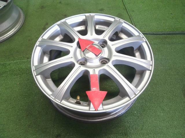 中古 ZELERNA ホイール 社外 アルミホイール 4本 4穴　14×4.5J 14インチ PCD100 +45　AZワゴン外し 自社品番250105