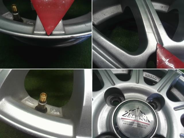 中古 ZELERNA ホイール 社外 アルミホイール 4本 4穴　14×4.5J 14インチ PCD100 +45　AZワゴン外し 自社品番250105