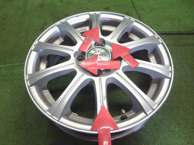 中古 ZELERNA ホイール 社外 アルミホイール 4本 4穴　14×4.5J 14インチ PCD100 +45　AZワゴン外し 自社品番250105