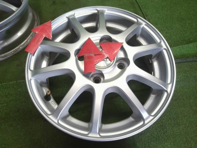 13インチ　社外アルミホイール4本　13×4.00B　4穴　PCD100　+46　ハブ径56mm　ビッグウェエイ Ｎ−ＷＧＮ(250123)