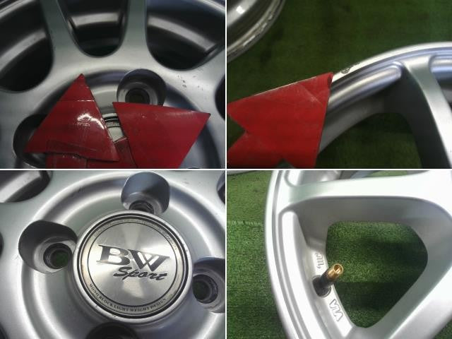 13インチ　社外アルミホイール4本　13×4.00B　4穴　PCD100　+46　ハブ径56mm　ビッグウェエイ Ｎ−ＷＧＮ(250123)