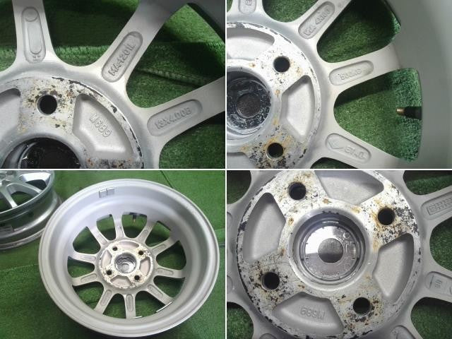 13インチ　社外アルミホイール4本　13×4.00B　4穴　PCD100　+46　ハブ径56mm　ビッグウェエイ Ｎ−ＷＧＮ(250123)