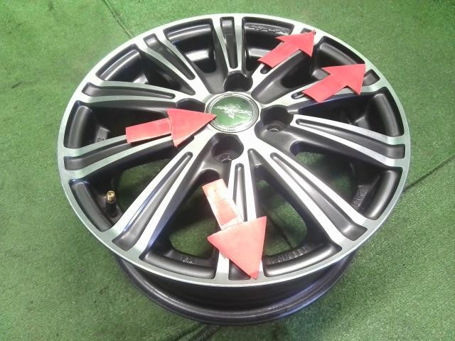 14インチ 社外 アルミホイール 4本 14×5.5J 中古 SMACK 4穴 PCD100 +50 フィット外し 自社品番250131