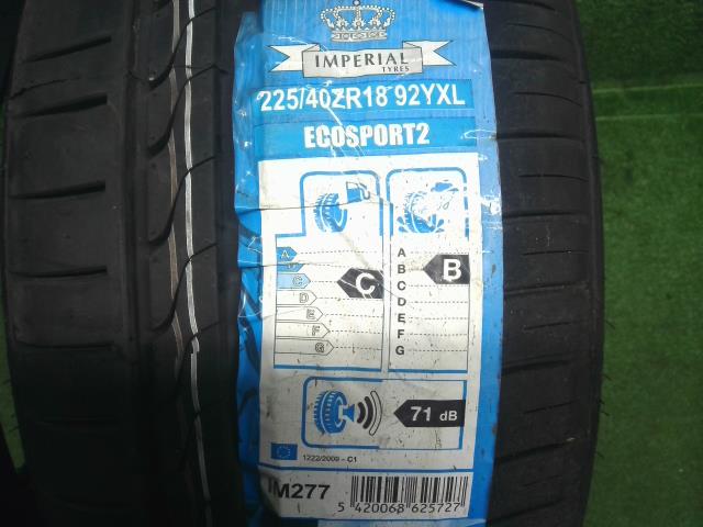 【中古】18インチ 夏 ノーマルタイヤ 225/45R18 2本 20年製 IMPERIAL ECOSPORT2 自社品番240763