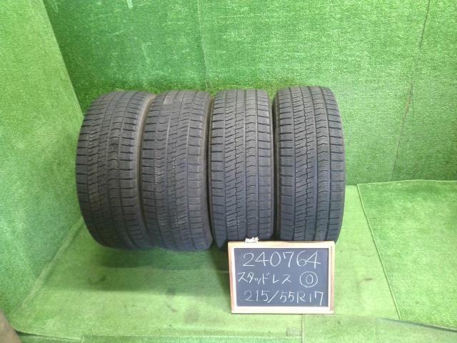 【中古】17インチ 冬 スタッドレスタイヤ 215/55R17 4本 ブリヂストン BLIZZAK VRX2 2019年製   自社品番240764