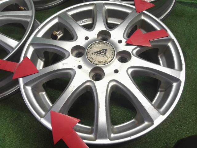 【中古】社外 AZSPORTS 13インチ アルミホイール 4本 アルト ピノ外し  自社品番240794 ZCN