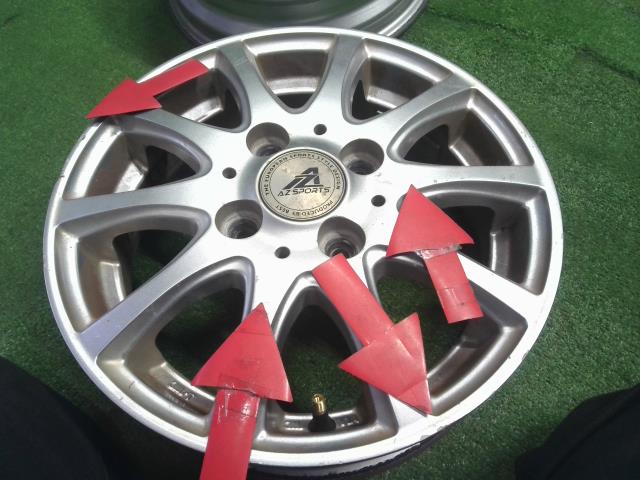 【中古】社外 AZSPORTS 13インチ アルミホイール 4本 アルト ピノ外し  自社品番240794 ZCN