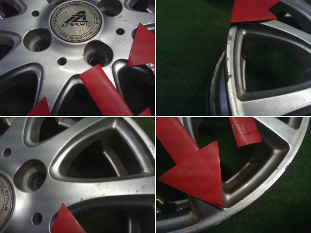 【中古】社外 AZSPORTS 13インチ アルミホイール 4本 アルト ピノ外し  自社品番240794 ZCN