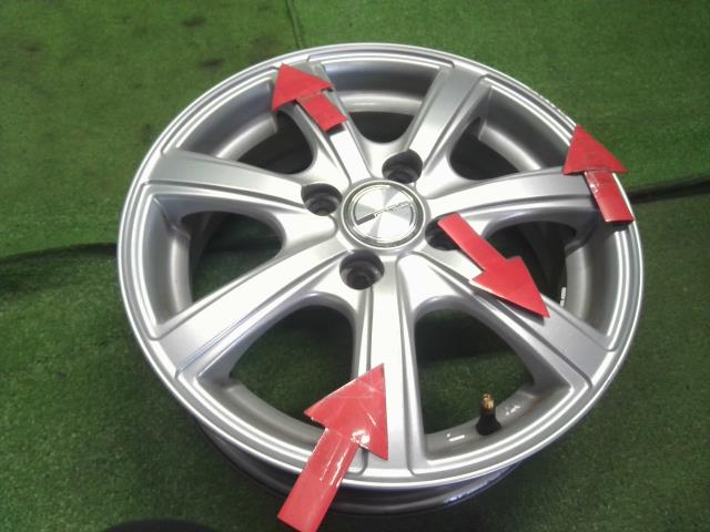 14インチ 社外アルミホイール 4本　14×4.5J　4穴　PCD100　+43　PRD　ハブ径67mm　ムーヴ外し 自社品番250049