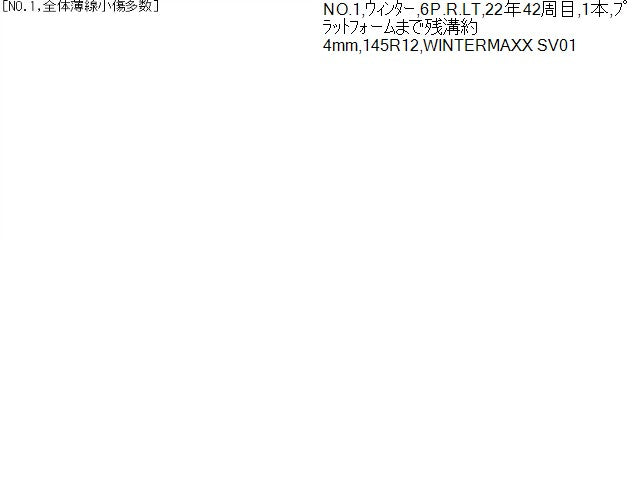 【中古】12インチ 冬 スタッドレスタイヤ 145R12 6PR 1本 ダンロップ 22年製 WINTERMAXX SV01  自社品番250136