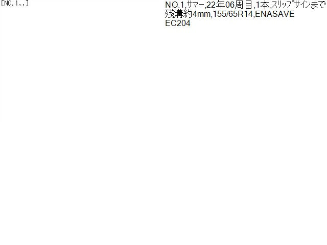 【中古】14インチ 夏 ノーマルタイヤ 155/65R14 1本 ダンロップ 22年製  自社品番250523