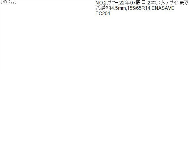 【中古】14インチ 夏 ノーマルタイヤ 155/65R14 2本 ダンロップ 22年製  自社品番250523