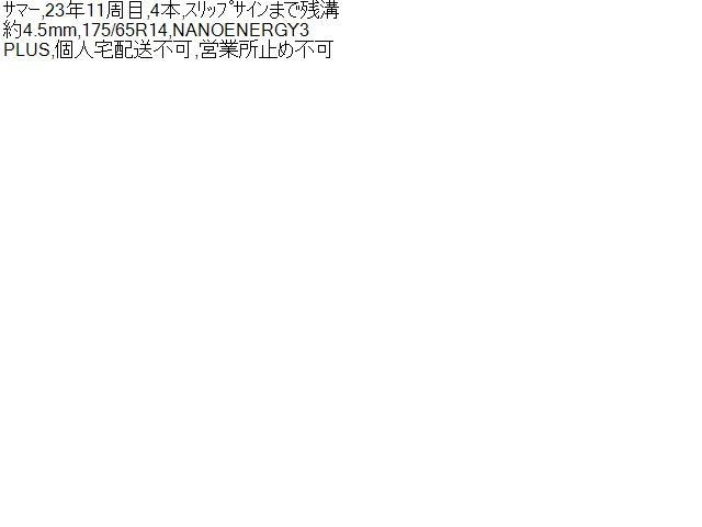 175/65R14【中古】サマー 夏  タイヤ TOYO トーヨー NANOENERGY3 PLUS   自社品番250615 K21