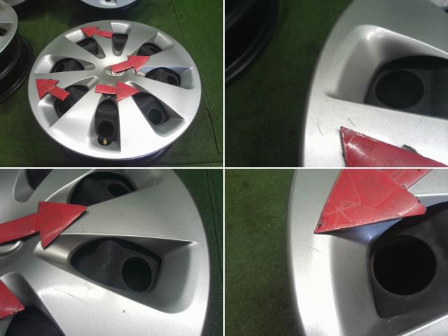 【中古】アクア DAA-NHP10 純正　15インチ　スチール　ホイール　ホイールキャップ付き 42611-52770 自社品番250651 1F7