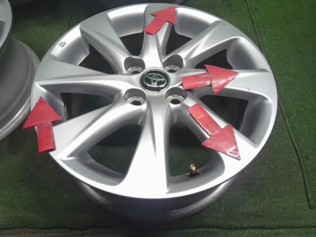 【中古】TOYOTA　純正　アルミホイール　１５インチ　６Ｊ　４穴　４本セット　PCD１００，＋４５　アクア外し　MXPK16  42611-K0010 自社品番250682 089