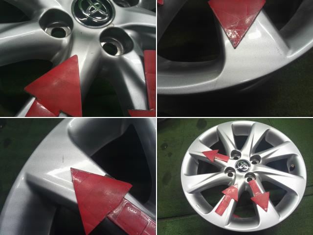 【中古】TOYOTA　純正　アルミホイール　１５インチ　６Ｊ　４穴　４本セット　PCD１００，＋４５　アクア外し　MXPK16  42611-K0010 自社品番250682 089