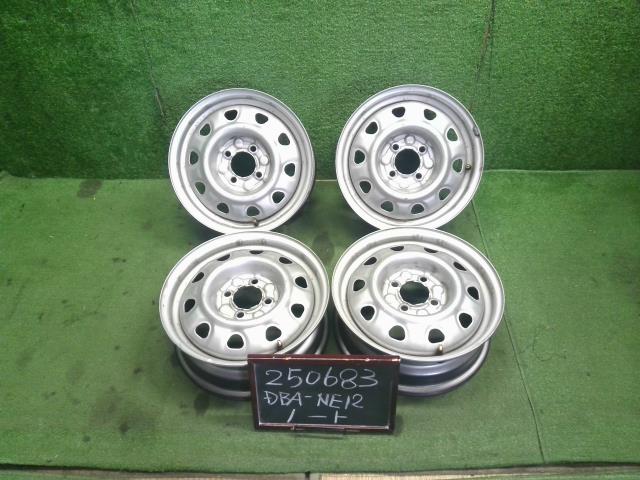 【中古】14インチ　スチールホイール　5J　4H　PCD100　4本セット　ハブ径68ｍｍ　ノート外し DBA-NE12  40300-3BG0B 自社品番250683 QAB