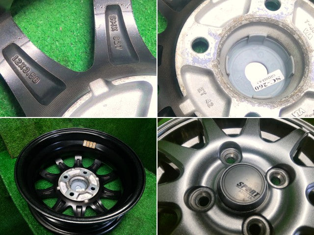 【中古】社外アルミホイール　SPORT ABELIA　12インチ　3.5B　PCD100　4H　アクティ HA6　外し　 自社品番260010 PB70