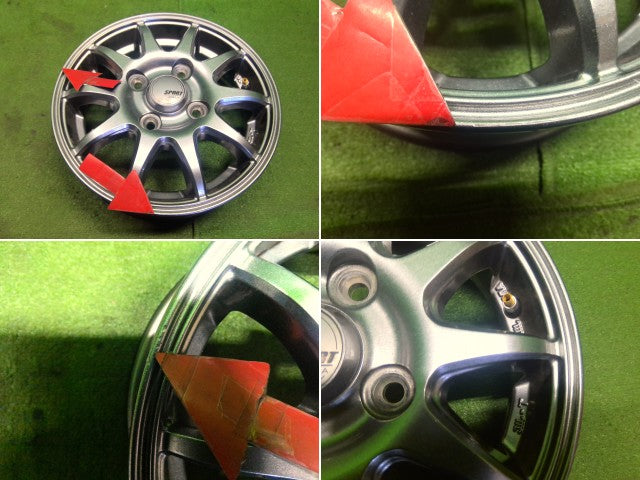 【中古】社外アルミホイール　SPORT ABELIA　12インチ　3.5B　PCD100　4H　アクティ HA6　外し　 自社品番260010 PB70