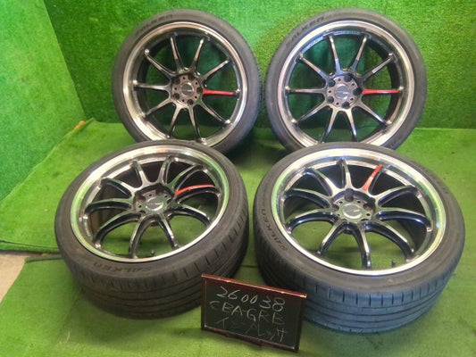 【中古】19インチ　WORK　タイヤホイールセット　245/35R19　19×8.5J　PCD114.3　5H　+45　ハブ径73ｍｍ　インプレッサ 　外し　CBA-GRB   自社品番260038 51E